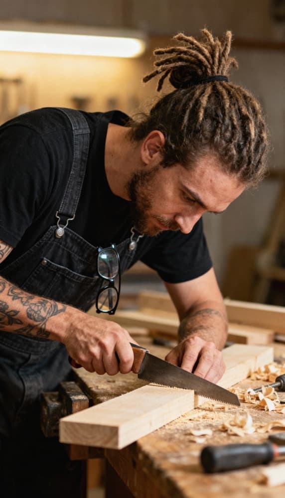 Carpenter in workshop