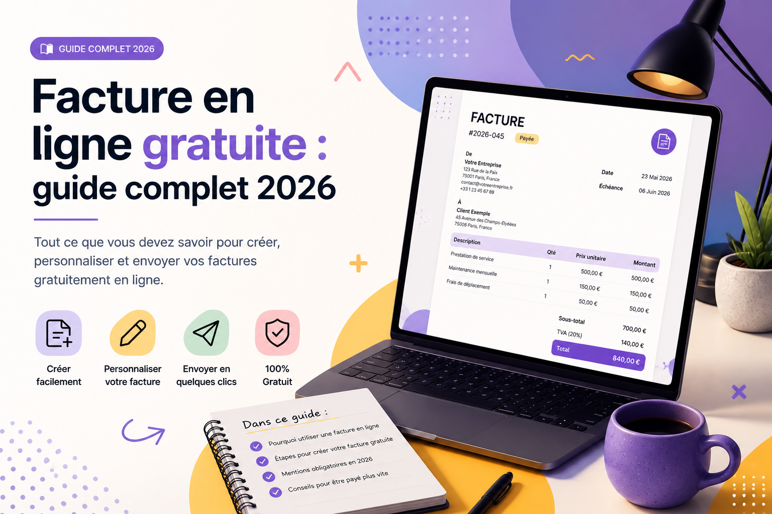 Facture en ligne gratuite : guide complet 2026