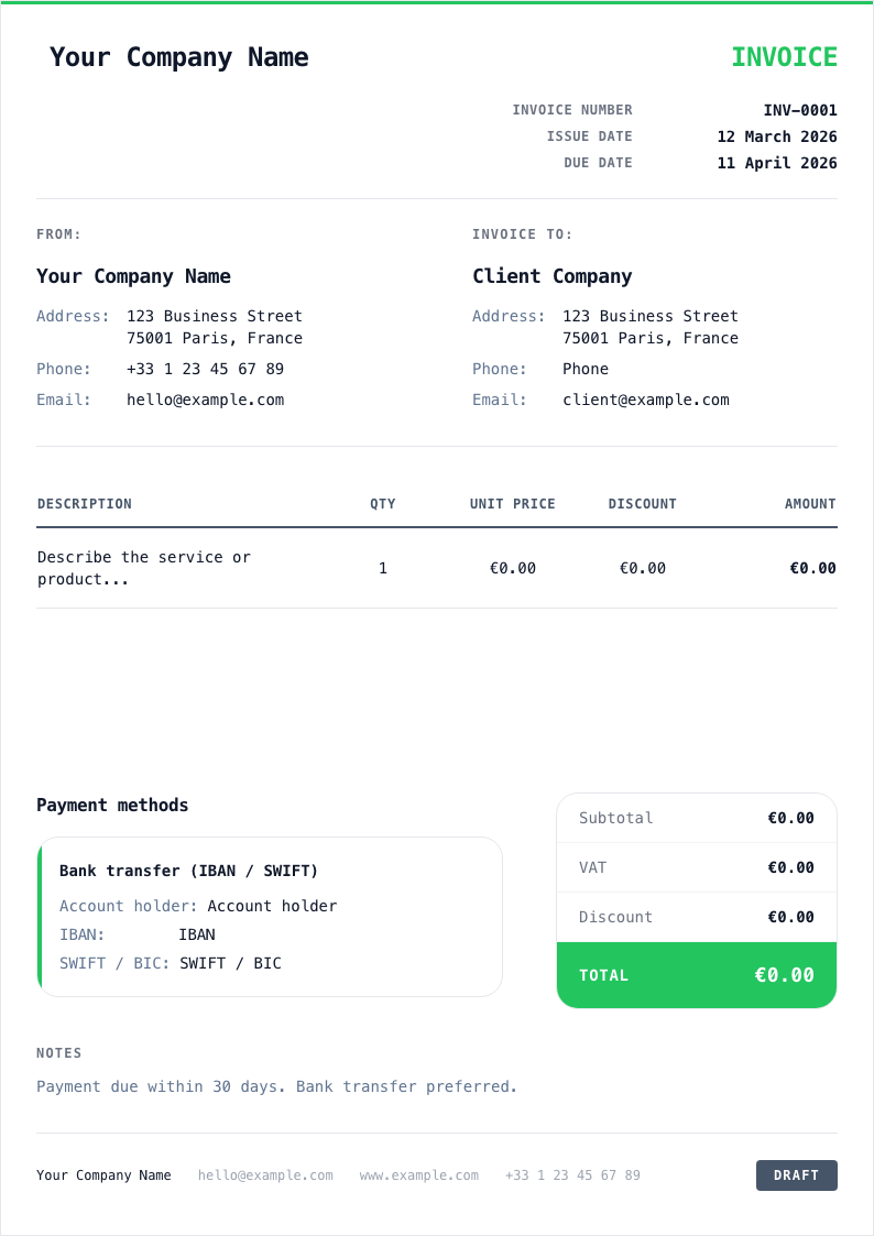 Clarity Premium invoice template preview