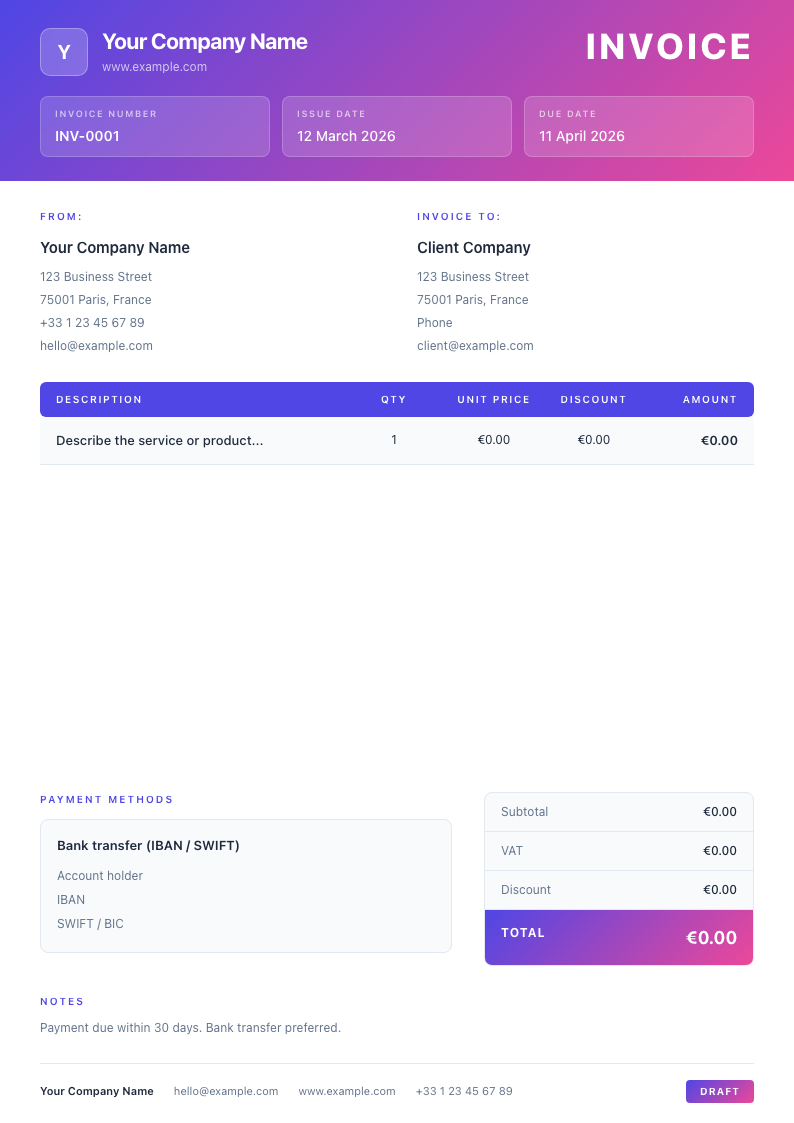 SaaS Agency invoice template preview