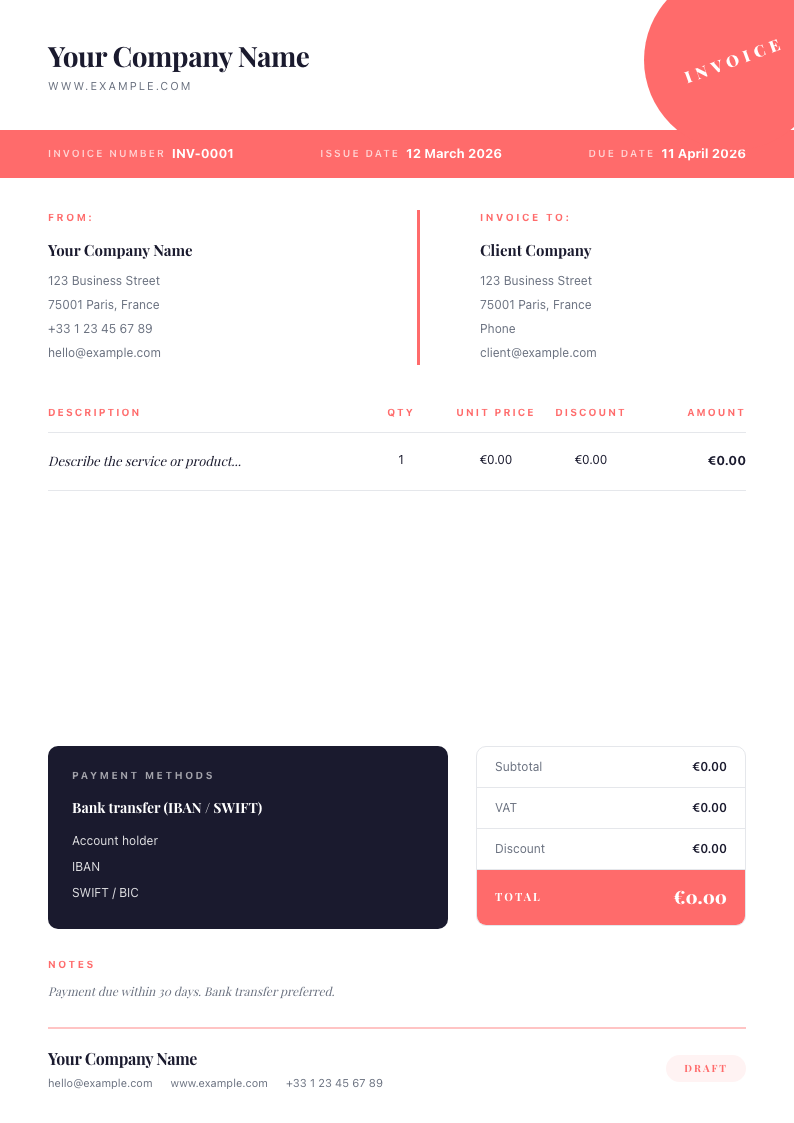 Creative Agency invoice template preview