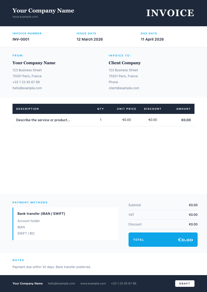 Consulting Slate invoice template preview