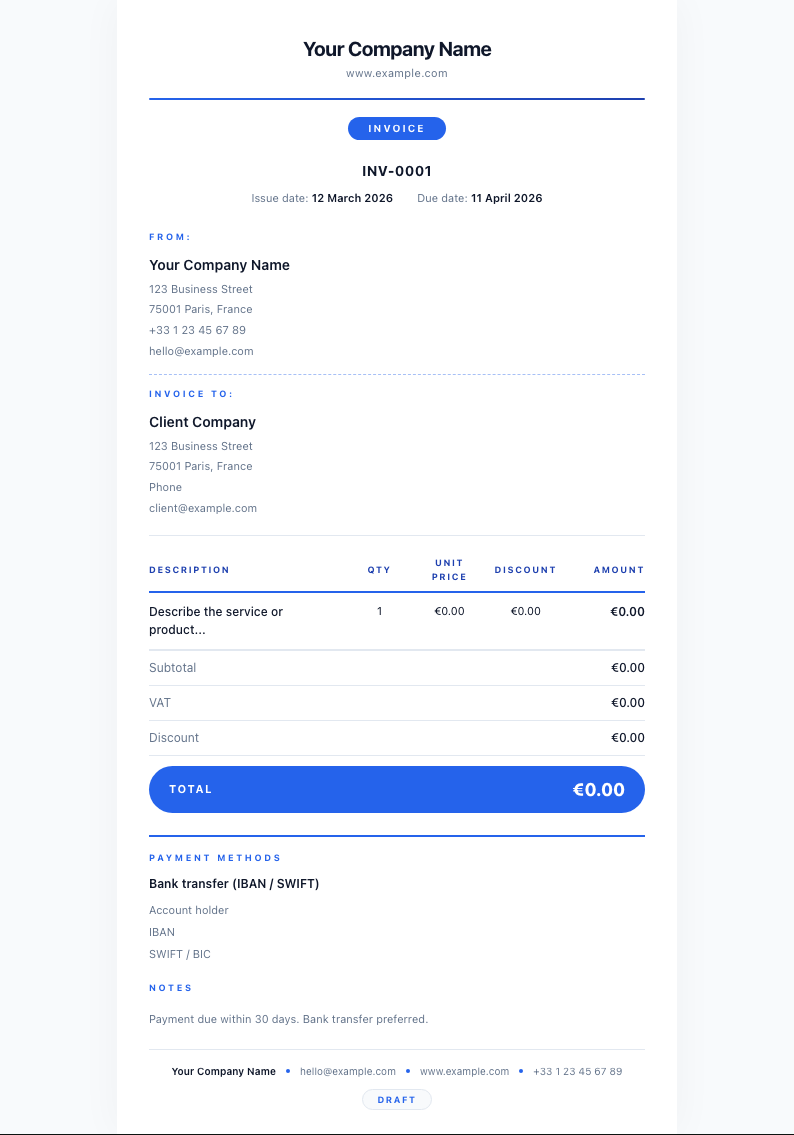 IT Services Steel invoice template preview