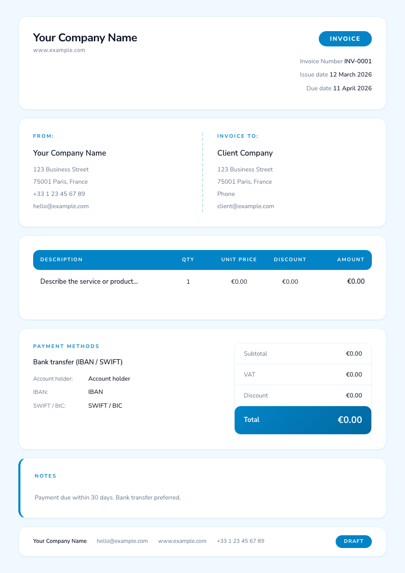 Healthcare Soft invoice template preview
