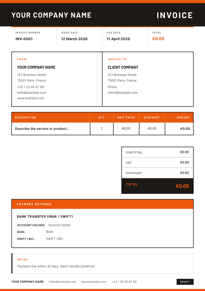 Construction Industrial invoice template preview
