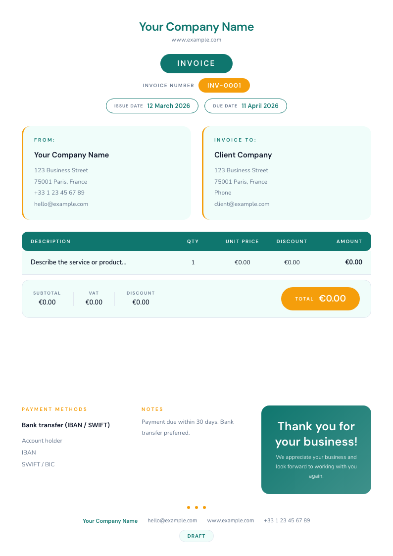 Education Fresh invoice template preview